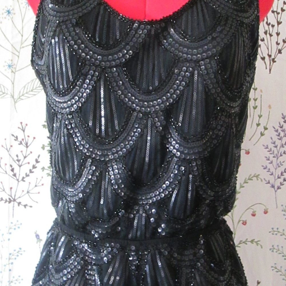 Alya Black Scalloped Sequence Romper